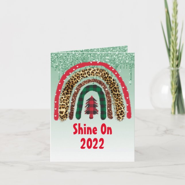 Tarjeta Glamour del Purpurina Rainbow Gold Navidades 2021 (Anverso)