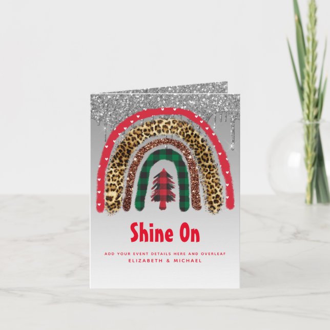 Tarjeta Glamour del Purpurina Rainbow Gold Navidades 2021 (Anverso)