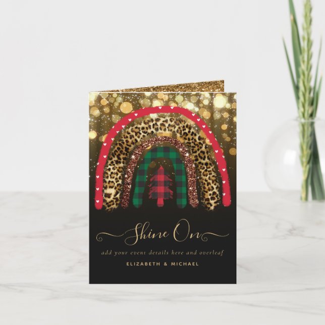 Tarjeta Glamour del Purpurina Rainbow Gold Navidades 2021 (Anverso)