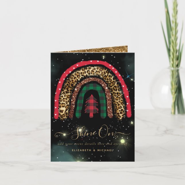 Tarjeta Glamour del Purpurina Rainbow Gold Navidades 2021 (Anverso)