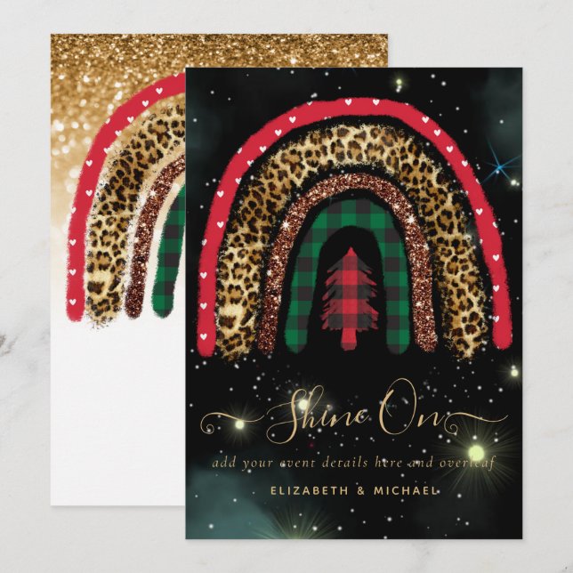 Tarjeta Glamour del Purpurina Rainbow Gold Navidades 2021 (Anverso / Reverso)