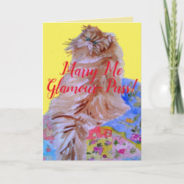 Tarjeta Glamour-Puss Fluffy Cat Quilt Marry Me