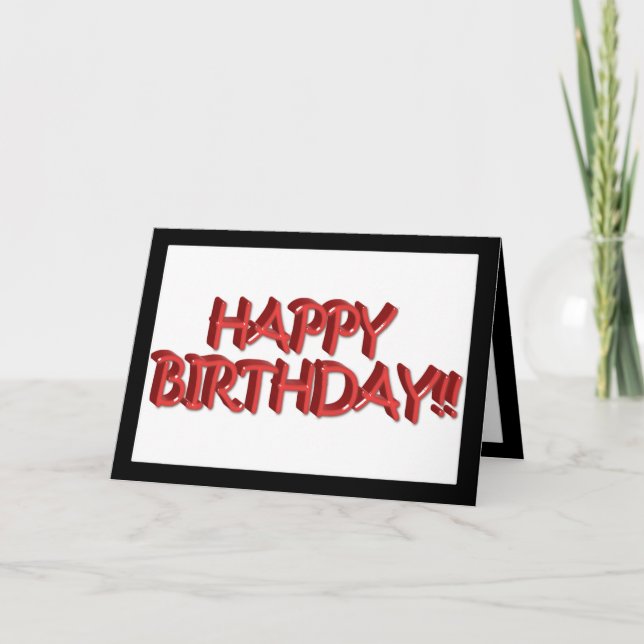 Tarjeta Glassy Red Happy Birday Text Image (Anverso)