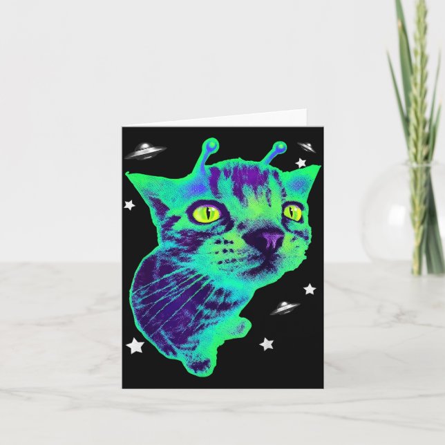 Tarjeta Glerp Glorp Funny Alien Cat Meme Gnarp Cat Silly A (Anverso)