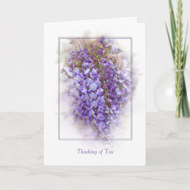 Tarjeta glicinias flor-que piensan en usted (Anverso)
