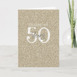 Tarjeta Glitter Dorado Elegante Celebrando 50 Años Chic