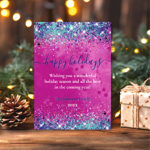 Tarjeta Glitter rosa agua chic saludo de Navidad año nuevo