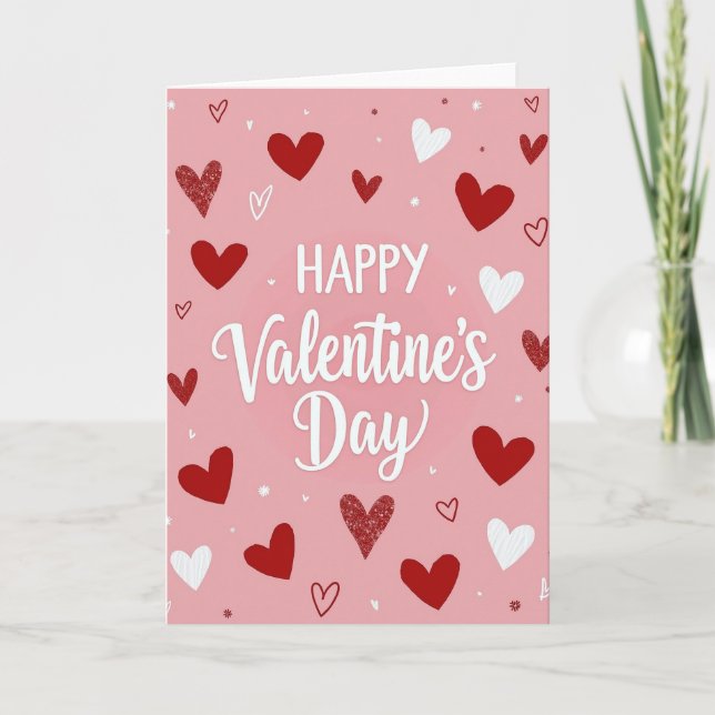 Tarjeta Glitter Valentine Hearts Day Card (Anverso)