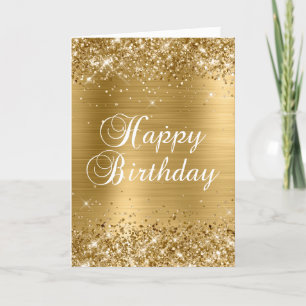 Tarjeta Glittery Gold Foil 2 Feliz Cumpleaños