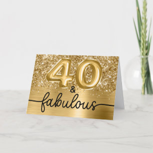 Tarjeta Glittery Gold Glam 40 y Fabulosa