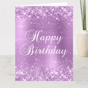 Tarjeta Glittery Lavanda Foil Gran Feliz Cumpleaños