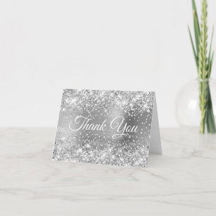 Tarjeta Glittery Silver Foil Gracias