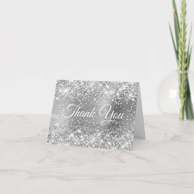 Tarjeta Glittery Silver Foil Gracias (Anverso)