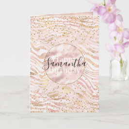 Tarjeta Glitz de impresión Rubor Gold Zebra rosa