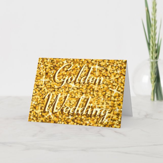 Tarjeta 'Glitz "Gold" 'Bodas de Oro' 'Aniversario' (Anverso)