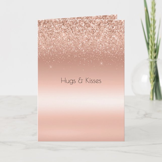 Tarjeta Glitzy Sparkle, Purpurina de oro de rosa blanca (Anverso)