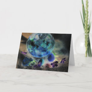 Tarjeta Globe de vidrio "Objetos celestes" con flores