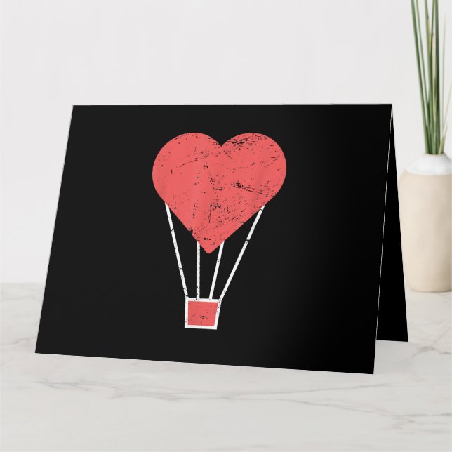 Tarjeta Globo aerostático caliente corazón lindo (Anverso)