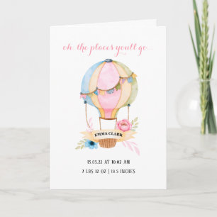 Tarjeta globo aerostático nuevo bebé lindo caprichoso