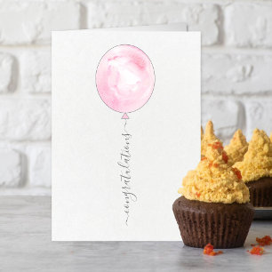 Tarjeta Globo de Aguarela Rosa Minimalista Felicitaciones