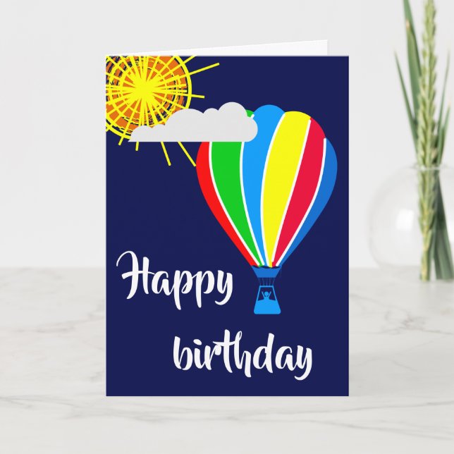 Tarjeta Globo de aire caliente - Cumpleaños feliz (Anverso)