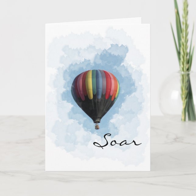 Tarjeta Globo de aire caliente de Graduación Soar (Anverso)