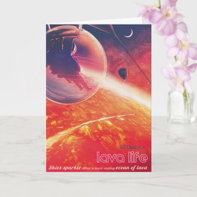 Tarjeta Globo de aire caliente extremo sobre el paisaje vo (Orquídea)