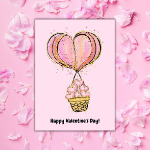 Tarjeta Globo de aire caliente Feliz Día de San Valentín