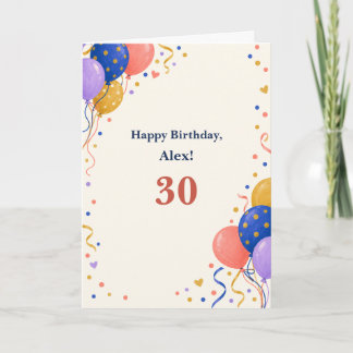 Tarjeta Globo de cumpleaños con nombre y edad personalizad