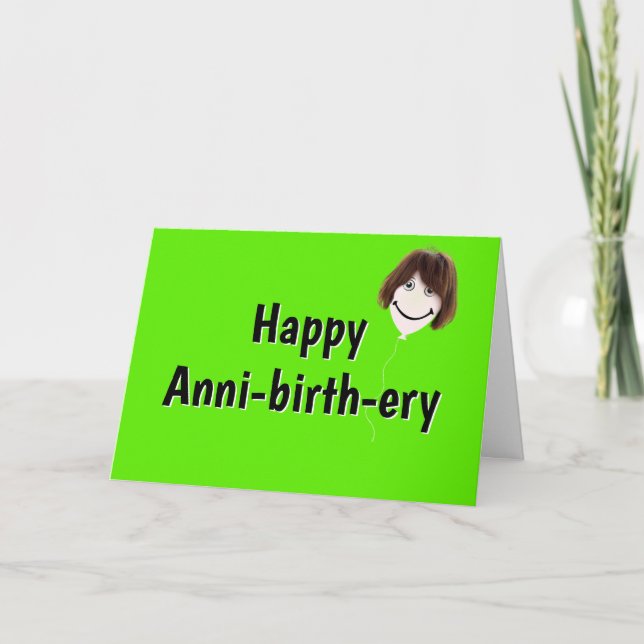 Tarjeta Globo de cumpleaños con pelo (Anverso)