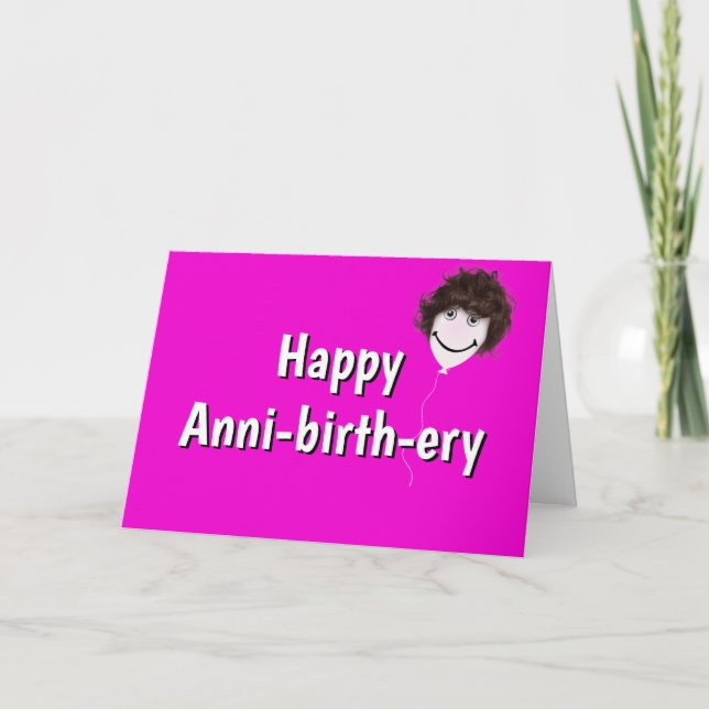 Tarjeta Globo de cumpleaños con pelo (Anverso)