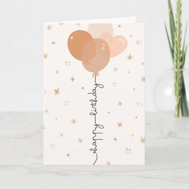 Tarjeta Globo de cumpleaños de melocotón dulce (Anverso)