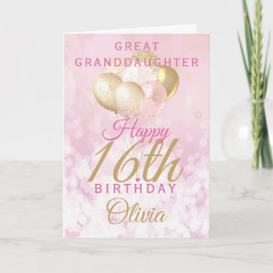 Tarjeta Globo de cumpleaños número 16 de la Gran Nieta