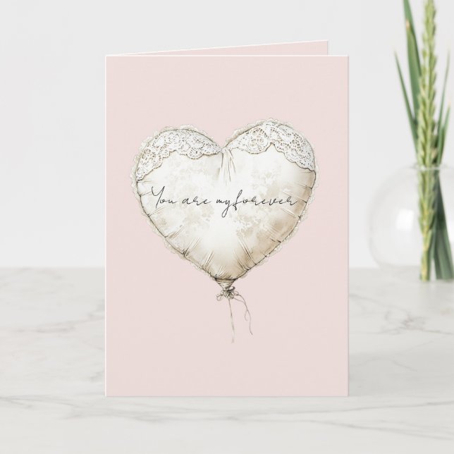 Tarjeta Globo de encaje falso rosa sonrosado amor para sie (Anverso)