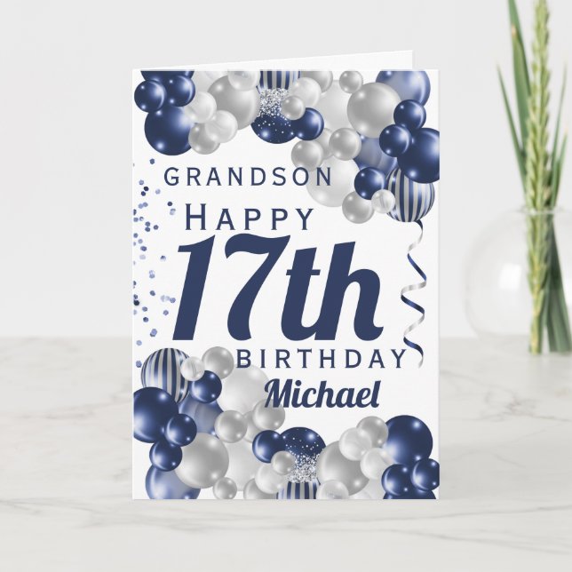 Tarjeta Globo de la marina de cumpleaños número 17 (Anverso)