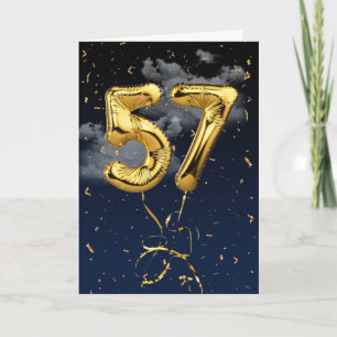 Tarjeta Globo de Mylar dorado de cumpleaños número 57 y ta