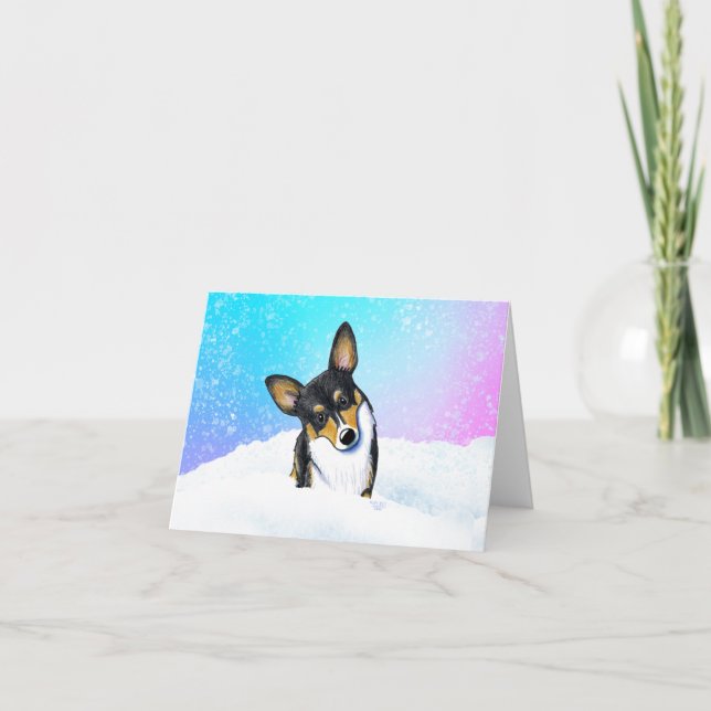 Tarjeta Globo de nieve de Corgi (Anverso)
