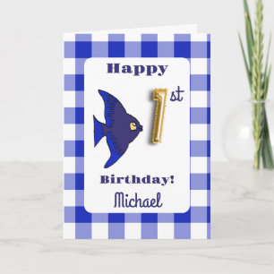 Tarjeta Globo de papel de seda azul con foil dorado para c