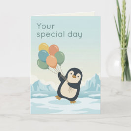 Tarjeta Globo de Pingüino Cumpleaños | Cumpleaños Personal