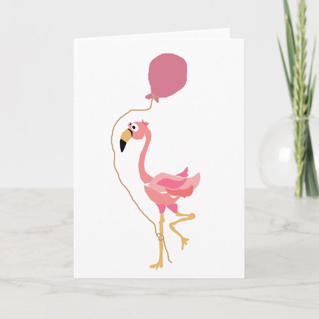 Tarjeta Globo de retención de flamenco rosa (Anverso)