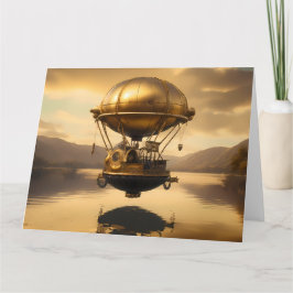 Tarjeta Globo de vapor neo-victoriano sobre lago