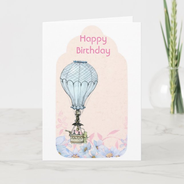 Tarjeta Globo volador, globos de cumpleaños (Anverso)