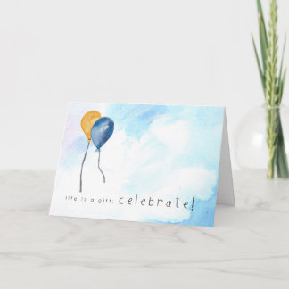 Tarjeta Globos acuarelas pintados con la mano de cumpleaño