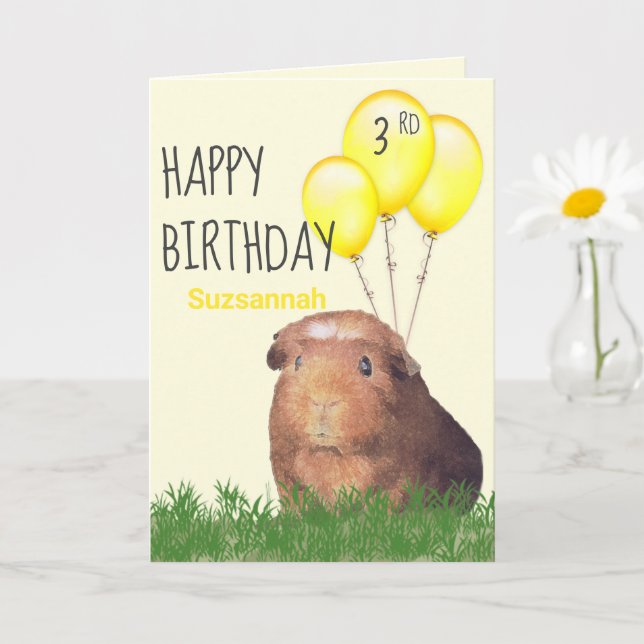 Tarjeta Globos amarillos de cumpleaños de edad personaliza (Planta pequeña)
