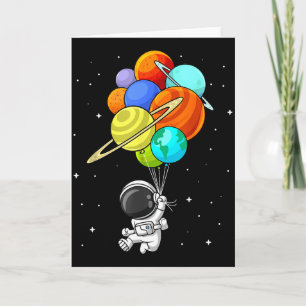 Tarjeta Globos Astronauta Planeta Sistema Solar Espacio Ni
