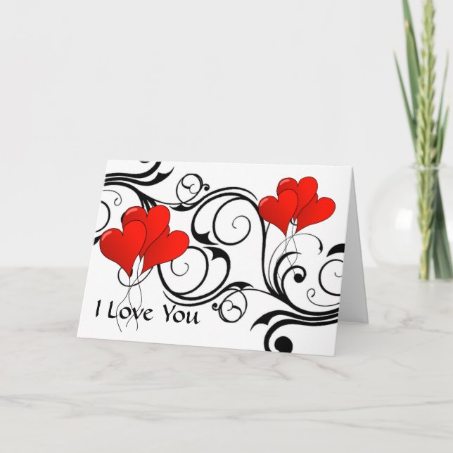 Tarjeta Globos cardíacos de época - Personalizados (Anverso)