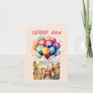 Tarjeta Globos Coloridos Cumpleaños Infantil Foto Agradeci