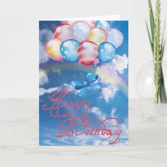 Tarjeta Globos coloridos de feliz cumpleaños (Anverso)