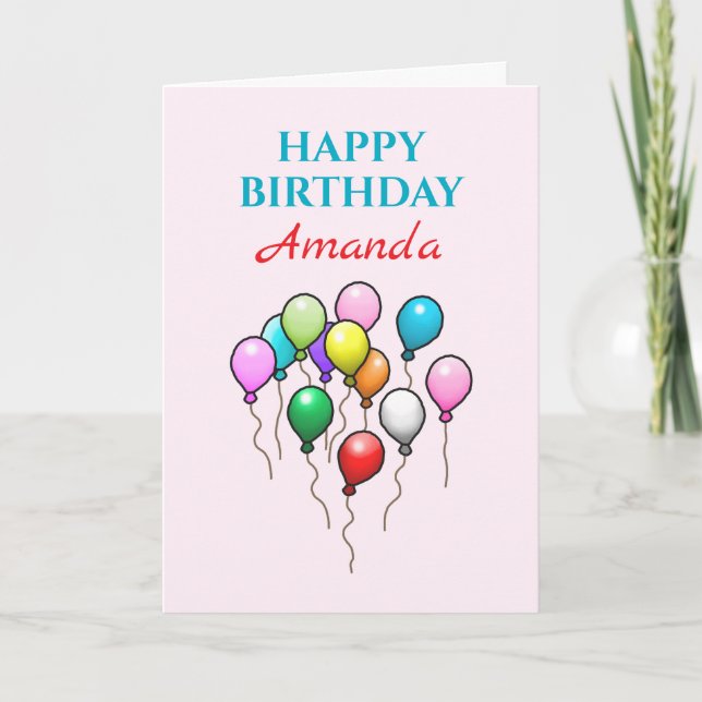 Tarjeta Globos coloridos de feliz cumpleaños (Anverso)
