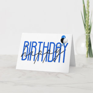 Tarjeta globos contemporáneos de feliz cumpleaños sobre bl